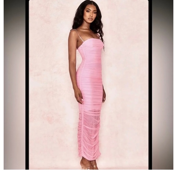 House of CB Fornarina Barbie Pink Midi Dress Ruched L - Picture 2 of 4